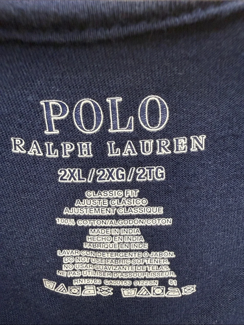 Polo by Ralph Lauren Navy V-Neck Short Sleeve Tee with Embroidered Pony